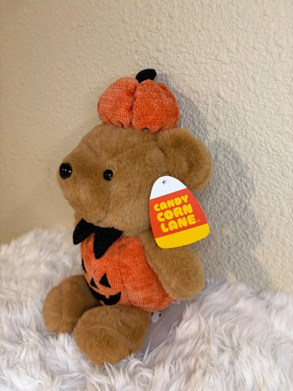 Candy Corn Lane Halloween Pumpkin Bear Weighted Shelf Sitter Decor 14
